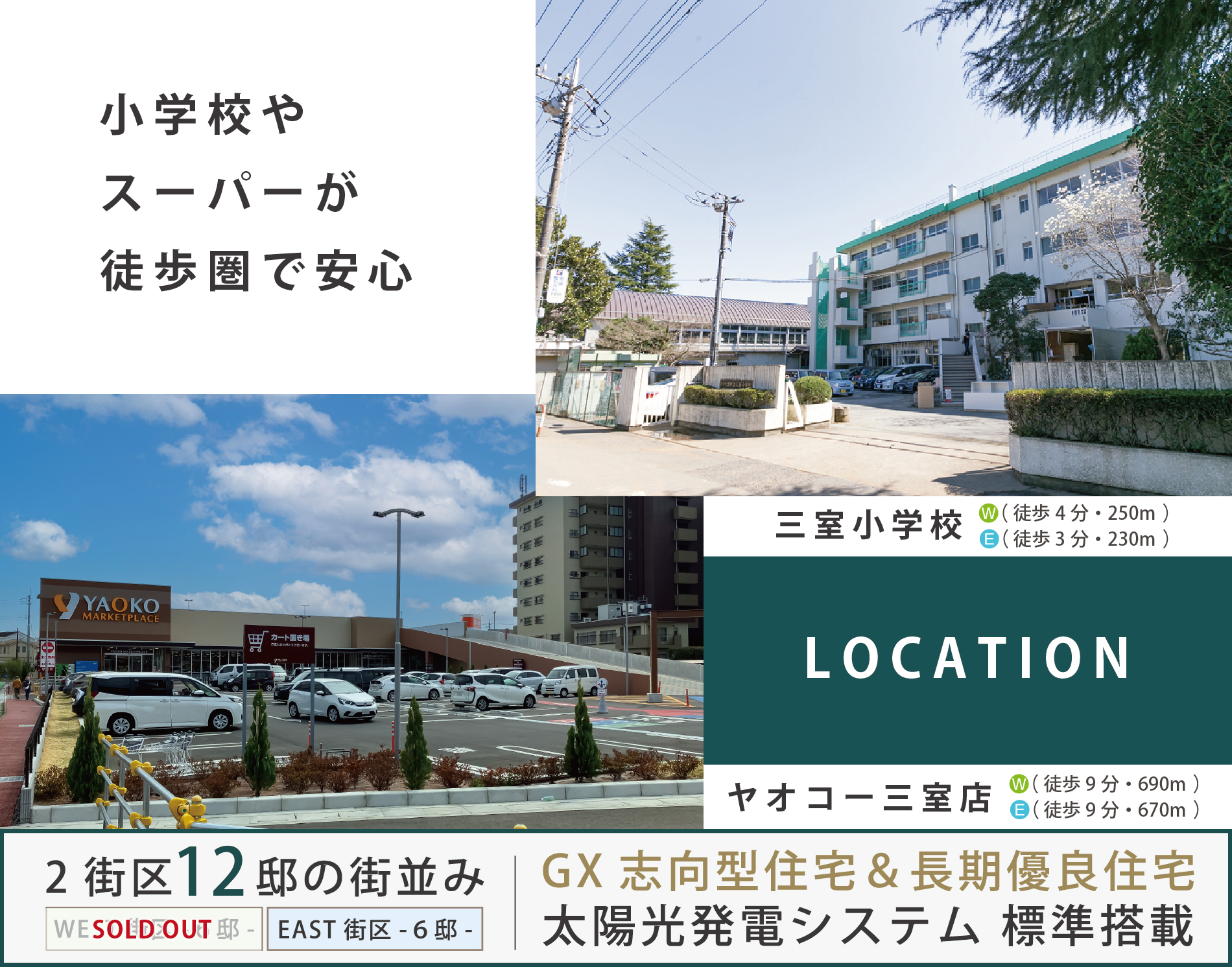 ※各施設までの所要時間(距離)は「最も遠い号棟を起点」に計測しております。<br>徒歩分数は80m=1分での概算です。